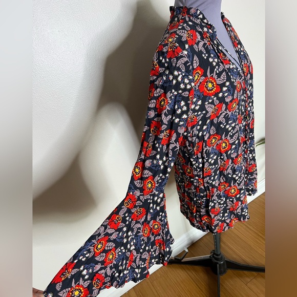 Free People Poet Sleeve Button Down Tunic Blouse - Picture 5 of 6